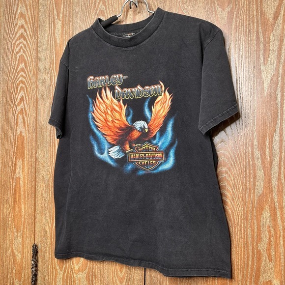 Vintage Harley Davidson Detroit Michigan Eagle Graphic T Shirt 1999 Mens L USA - Picture 2 of 9